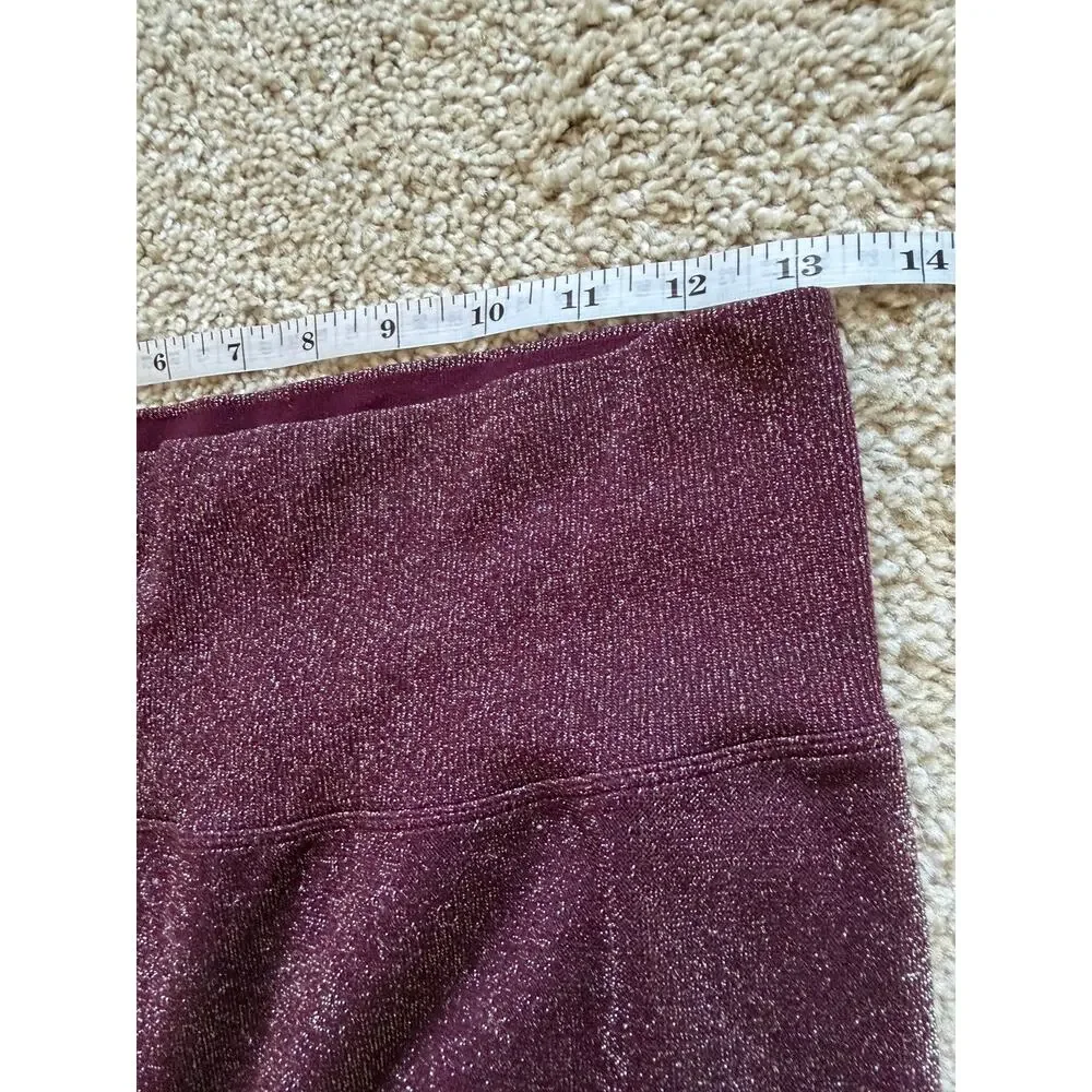 PINK Victoria's Secret Burgundy Shimmer 2 Piece Set Sports Bra Leggings Workout